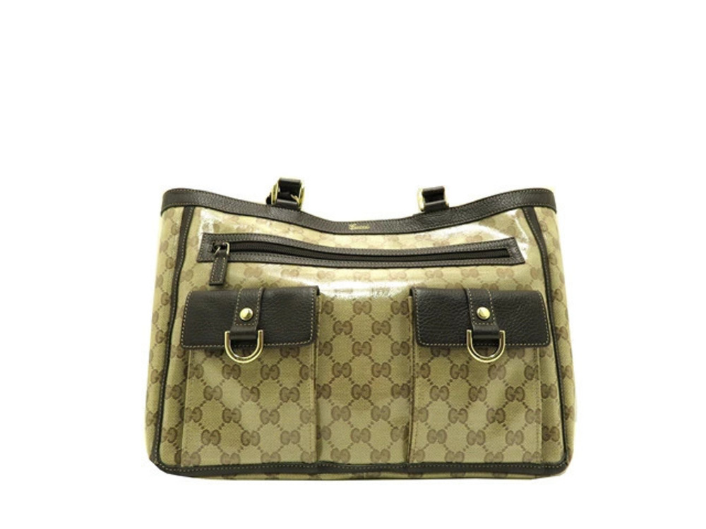 Gucci Tote Bag Canvas Beige Cream Brown